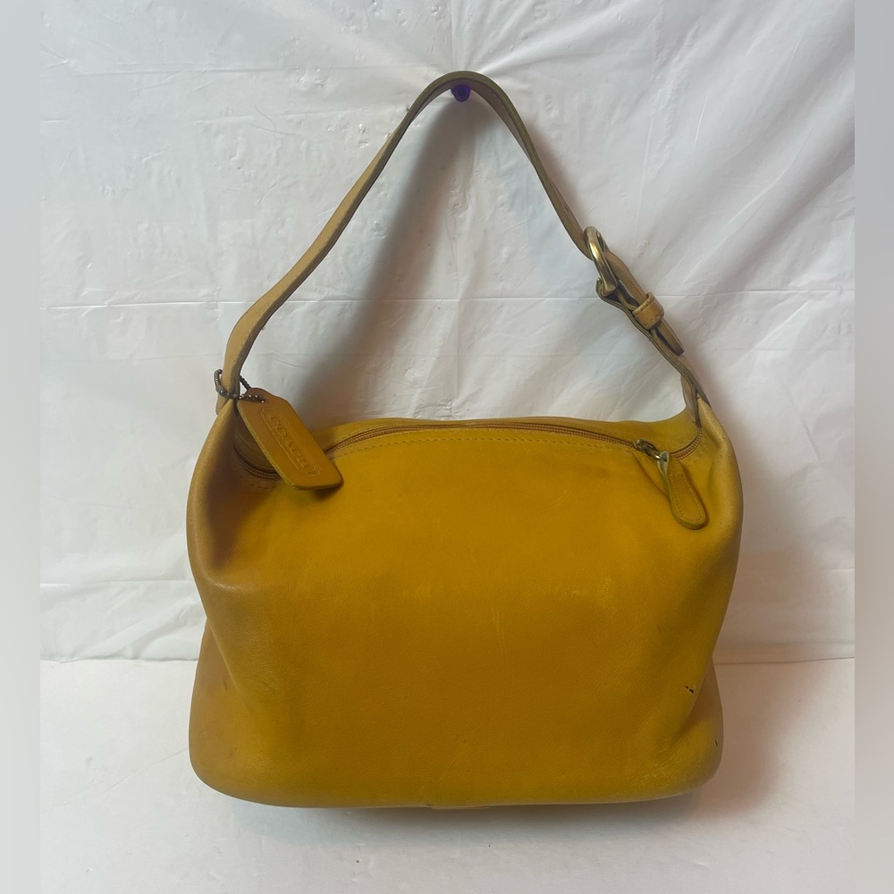 Vintage Coach 4145 yellow leather mini hobo bag.